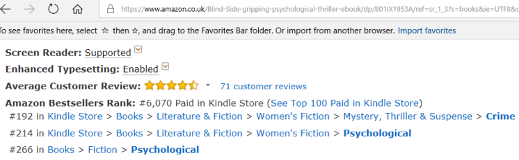 Amazon uk ranking 5 March 2018 7am