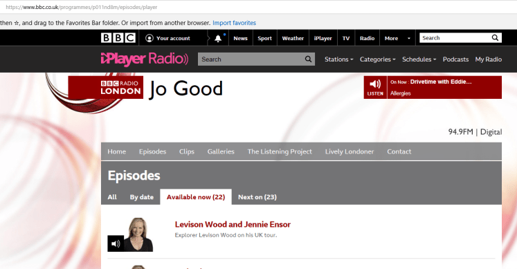 jo good show listing on bbc site 25 sep 2018