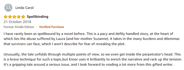 Amazon verified review 27 October 18 - spellbinding